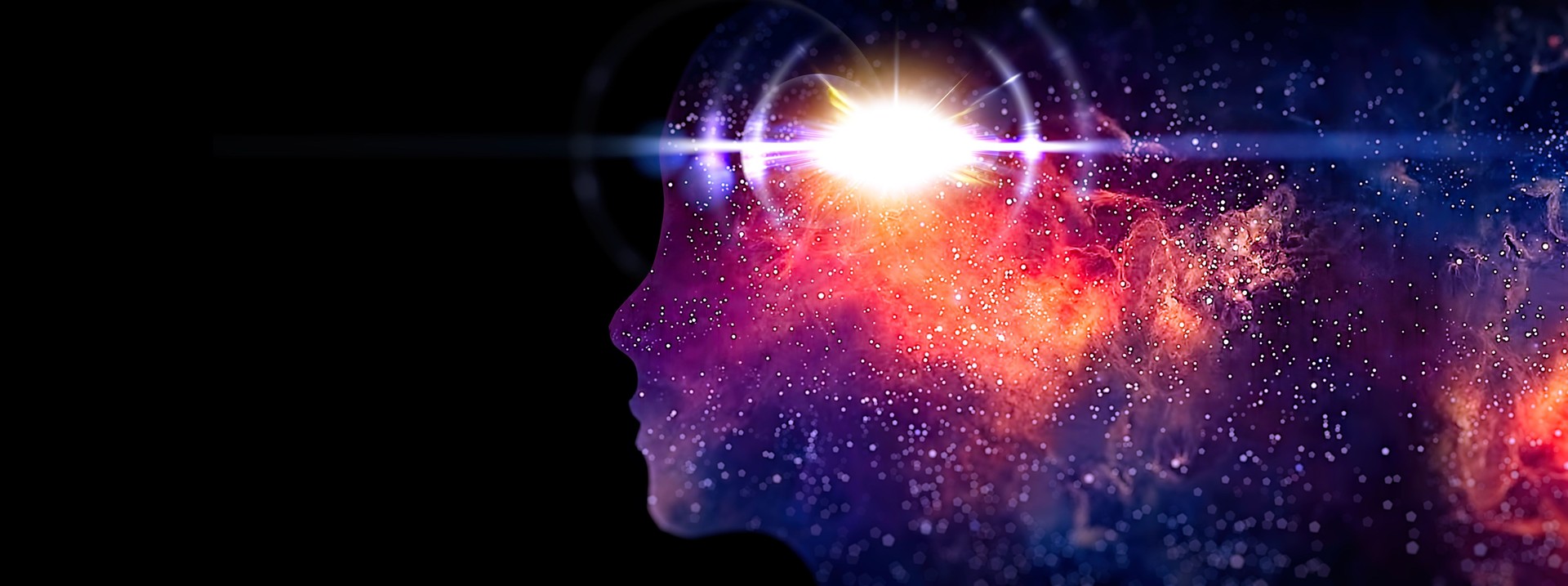 Abstract person profile silhouette with the concept of science technology